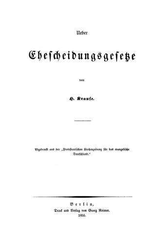 Ueber Ehescheidungsgesetze