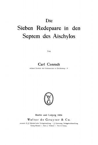 Die sieben Redepaare in den Septem des Aischylos