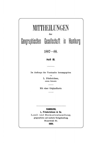 Mitteilungen der Geographischen Gesellschaft in Hamburg 1887–88: Heft 3