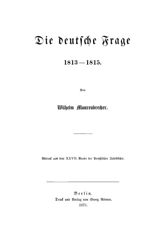 Die deutsche Frage 1813–1815