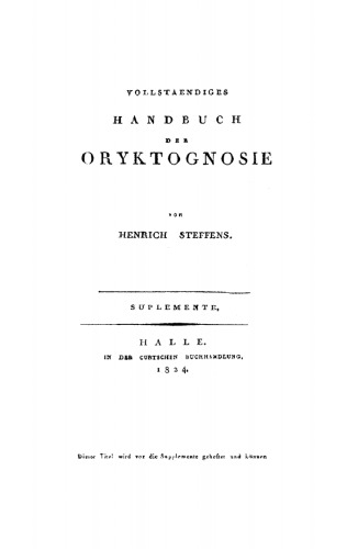 Vollstaendiges Handbuch der Oryktognosie: Band 4, Supplemente
