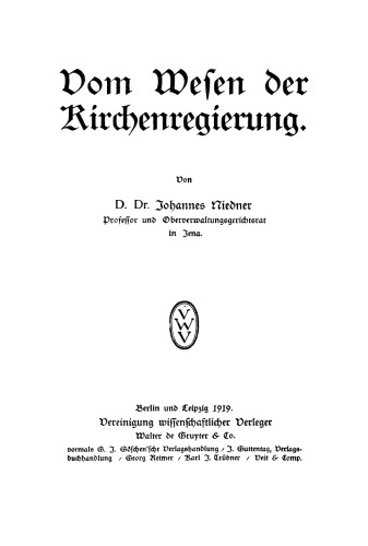 Vom Wesen der Kirchenregierung