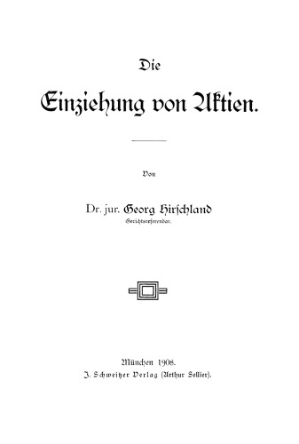 Die Einziehung von Aktien