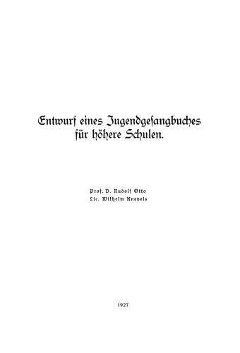 Entwurf eines Jugendgesangbuches für höhere Schulen