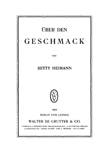 Über den Geschmack