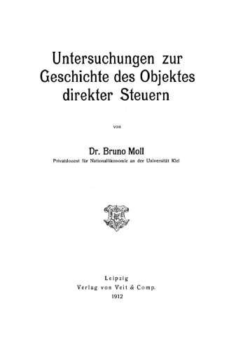 Untersuchungen zur Geschichte des Objektes direkter Steuern