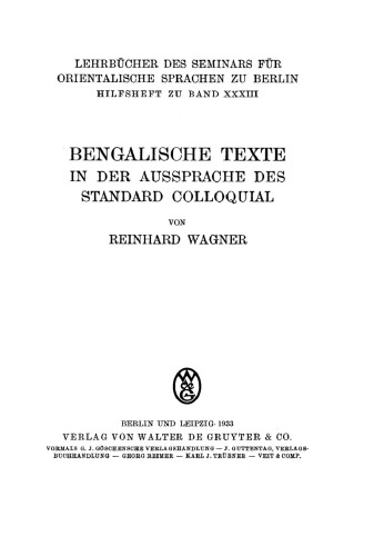 Bengalische Texte in der Aussprache des Standard Colloquial: Hilfsheft