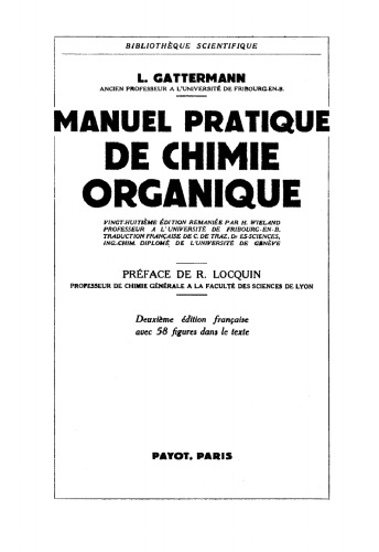 Manuel pratique de chimie organique