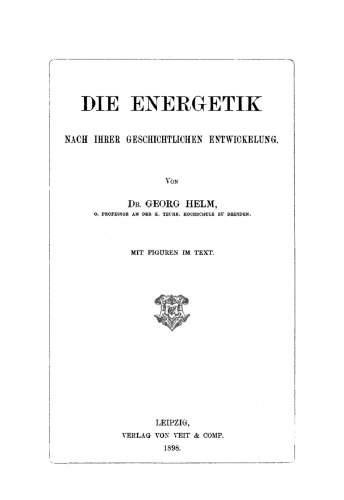 Die Energetik nach ihrer geschichtlichen Entwickelung