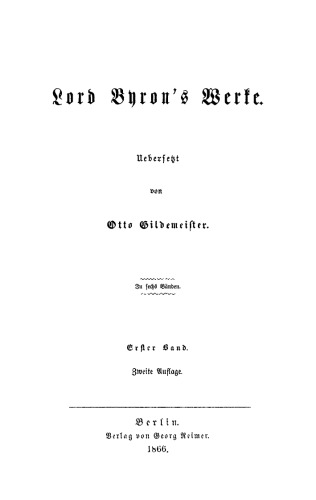 Lord Byron’s Werke: Band 1