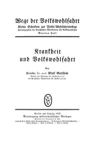 Krankheit und Volkswohlfahrt