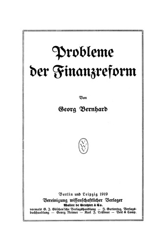 Probleme der Finanzreform