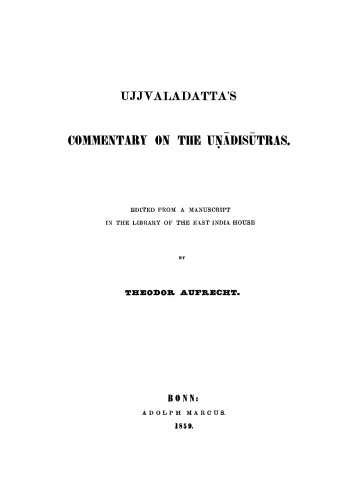 Ujjvaladatta's commentary on the Uṇādisūtras