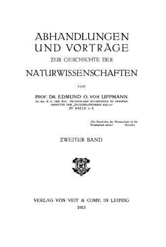 Abhandlungen und Vorträge zur Geschichte der Naturwissenschaften: Band 2