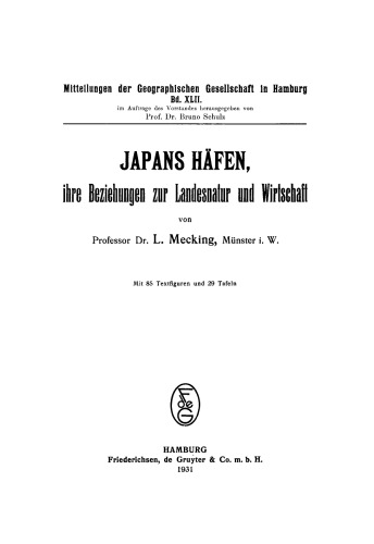 Japans Häfen, ihre Beziehungen zur Landesnatur und Wirtschaft