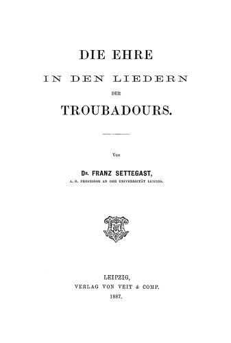 Die Ehre den Liedern der Troubadours