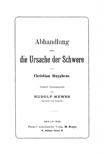 Abhandlung über die Ursache der Schwere