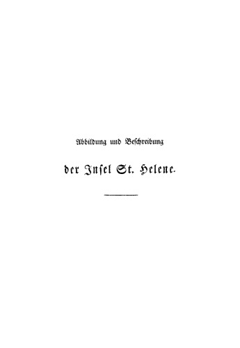 Ein Brief über die Insel St. Helene