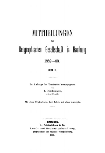Mitteilungen der Geographischen Gesellschaft in Hamburg, 1882–83, Heft 2