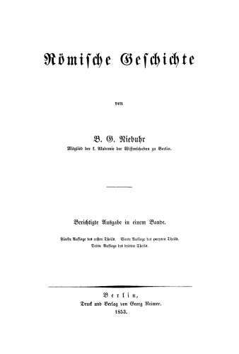 Römische Geschichte: Berichtigte Ausgabe in einem Bande