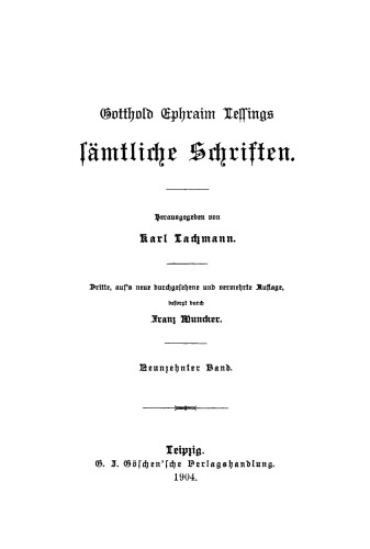 Gotthold Ephraim Lessings Sämmtliche Schriften: Band 19