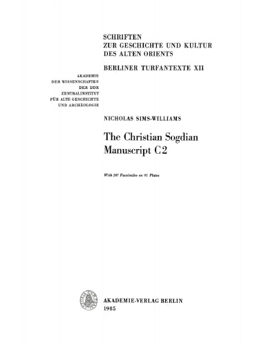 The Christian Sogdian Manuscript C2