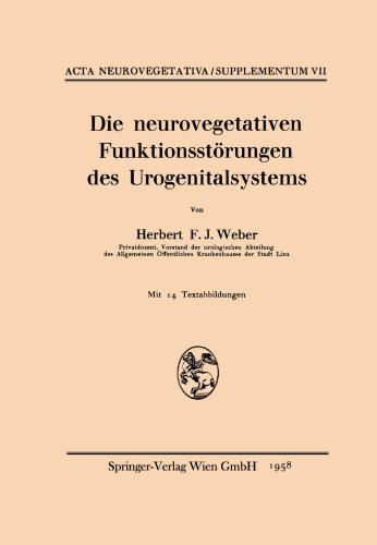 Die neurovegetativen Funktionsstörungen des Urogenitalsystems