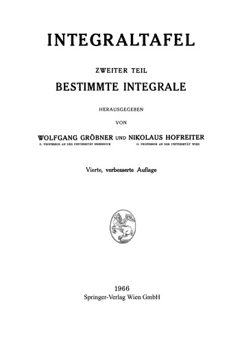 Integraltafel: Zweiter Teil Bestimmte Integrale
