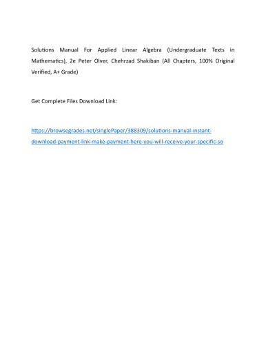 Solutions Manual Applied Linear Algebra (Undergraduate Texts in Mathematics)