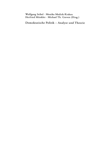 Demokratische Politik — Analyse und Theorie: Politikwissenschaft in der Bundesrepublik Deutschland