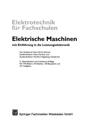 Elektrotechnik für Fachschulen: Elektrische Maschinen