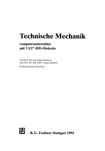 Technische Mechanik: computerunterstützt mit 3 1/2″-HD-Diskette