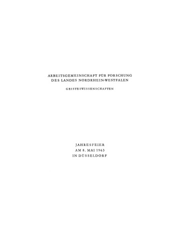 Ansprache des Ministerpräsidenten Dr. Franz Meyers. Der Nationalstaat in Europa als historisches Phänomen