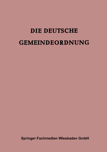 Die Deutsche Gemeindeordnung: Für das Britische Kontrollgebiet