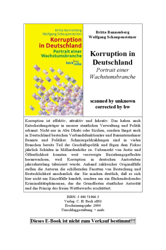 Korruption in Deutschland. Porträt einer Wachstumsbranche GERMAN
