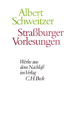Straßburger Vorlesungen: Redaktion: Gräßer, Erich; Zürcher, Johann