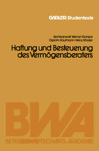 Haftung und Besteuerung des Vermögensberaters