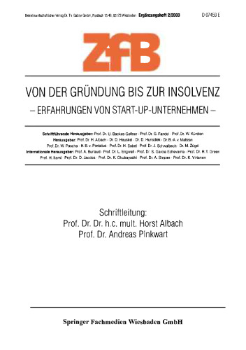 Von der Gründung bis zur Insolvenz Erfahrungen von Start-Up-Unternehmen