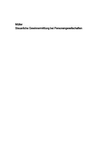 Steuerliche Gewinnermittlung bei Personengesellschaften