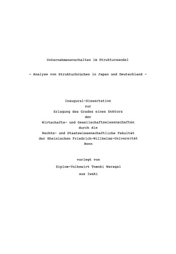 Unternehmen im Strukturwandel: Analyse von Strukturbrüchen in Japan und Deutschland