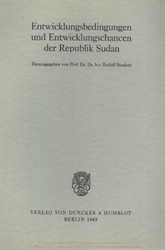 Entwicklungsbedingungen und Entwicklungschancen der Republik Sudan