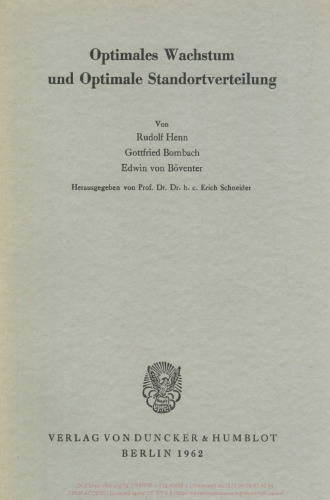 Optimales Wachstum und Optimale Standortverteilung