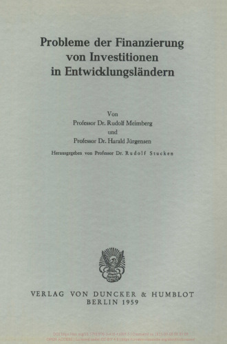 Probleme der Finanzierung von Investitionen in Entwicklungsländern