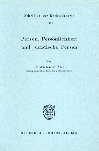 Person, Persönlichkeit und juristische Person