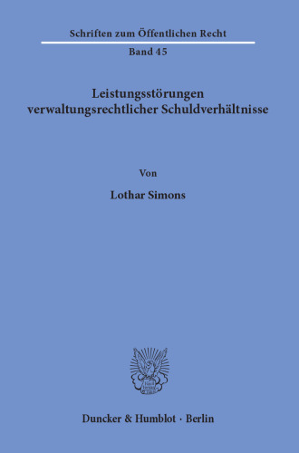 Leistungsstörungen verwaltungsrechtlicher Schuldverhältnisse