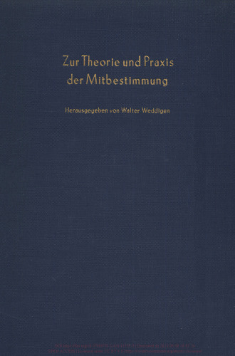 Zur Theorie und Praxis der Mitbestimmung: Bd. 2