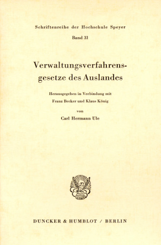 Verwaltungsverfahrensgesetze des Auslandes