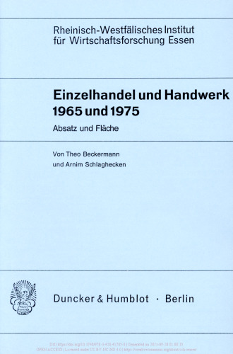 Einzelhandel und Handwerk 1965 und 1975: Absatz und Fläche