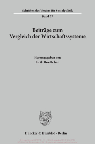 Beiträge zum Vergleich der Wirtschaftssysteme