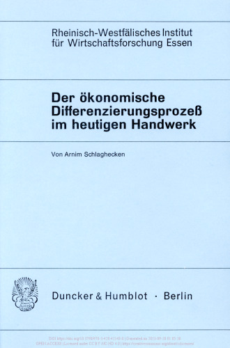 Der ökonomische Differenzierungsprozeß im heutigen Handwerk